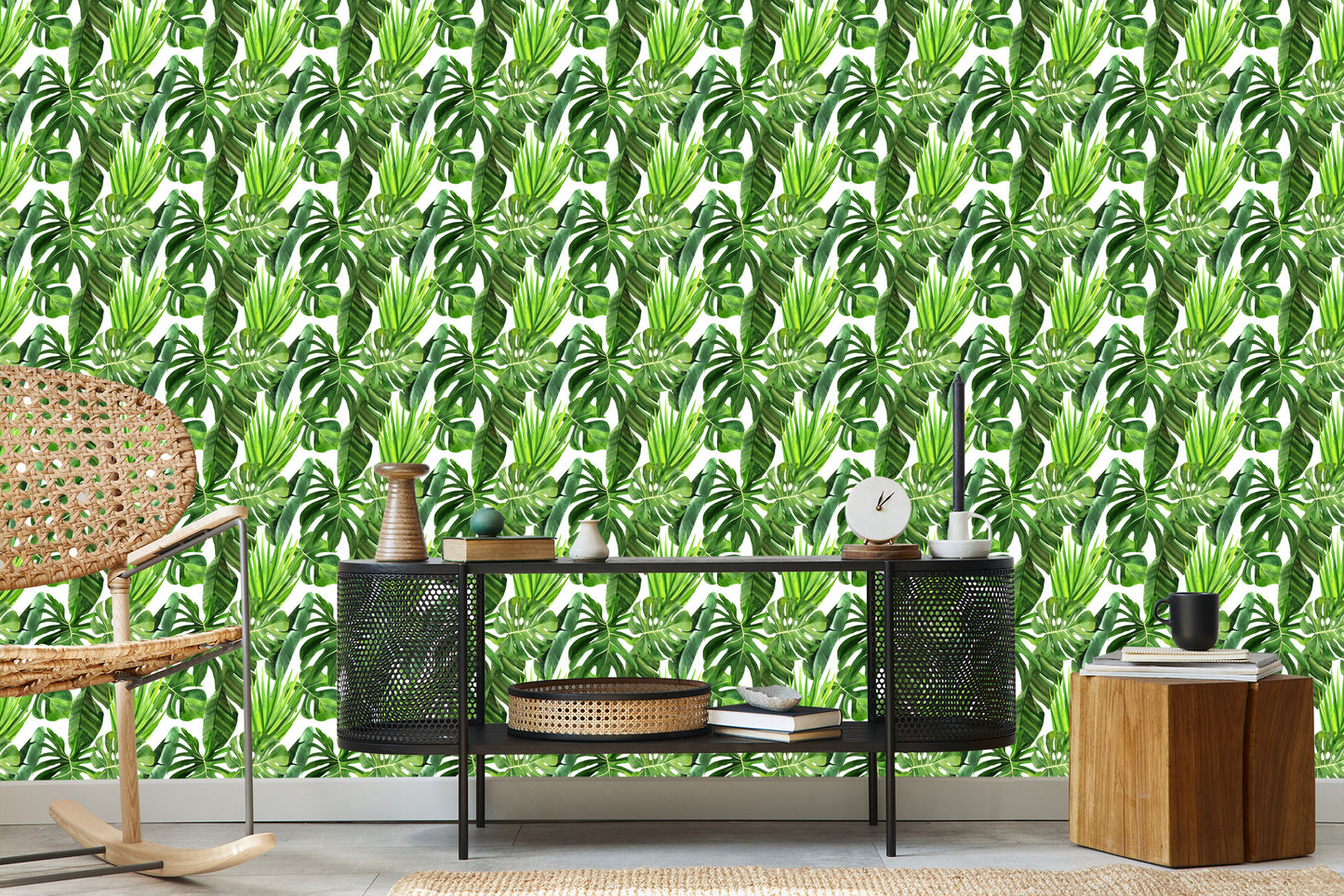 Wallpaper Green Palm Leaves