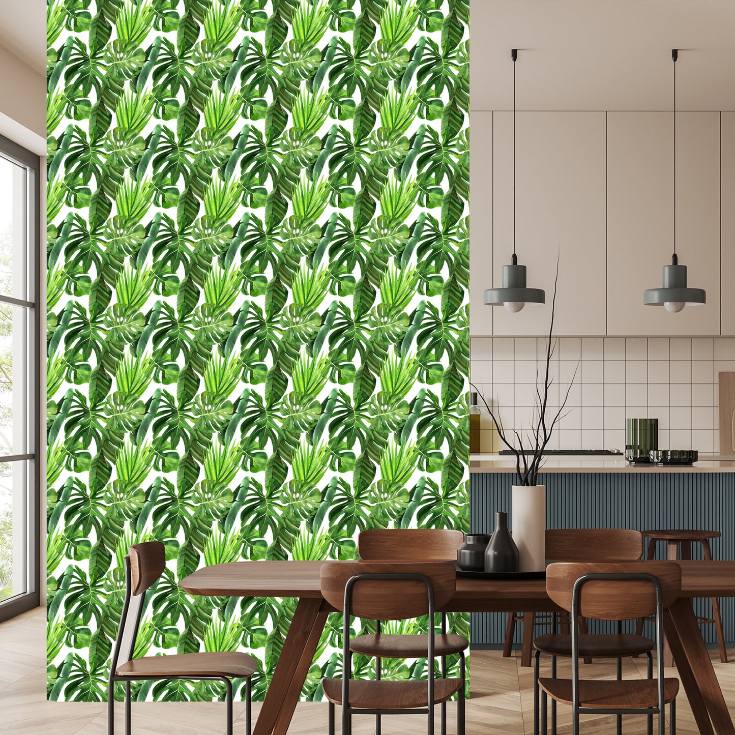 Wallpaper Green Palm Leaves