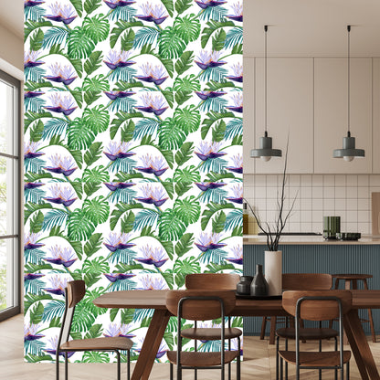 Wallpaper Violet Flowers With Leaves