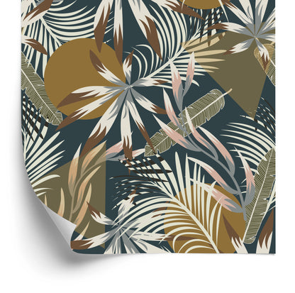 Wallpaper Leaves And Geometric Figures