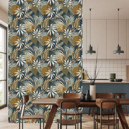 Wallpaper Leaves And Geometric Figures