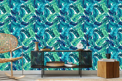 Wallpaper Green-Blue Leaves