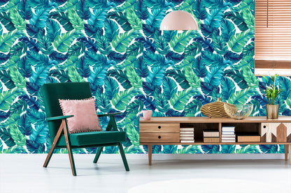 Wallpaper Green-Blue Leaves