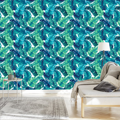 Wallpaper Green-Blue Leaves
