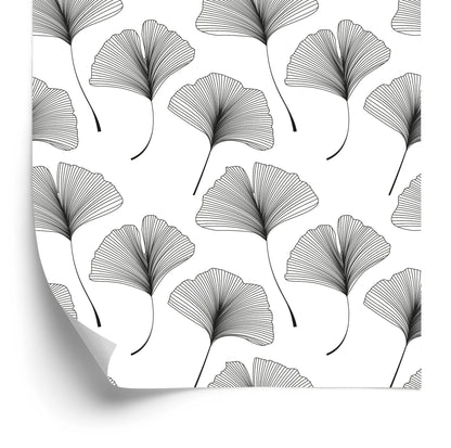 Wallpaper Black And White Leaves
