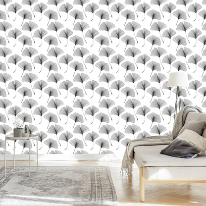 Wallpaper Black And White Leaves