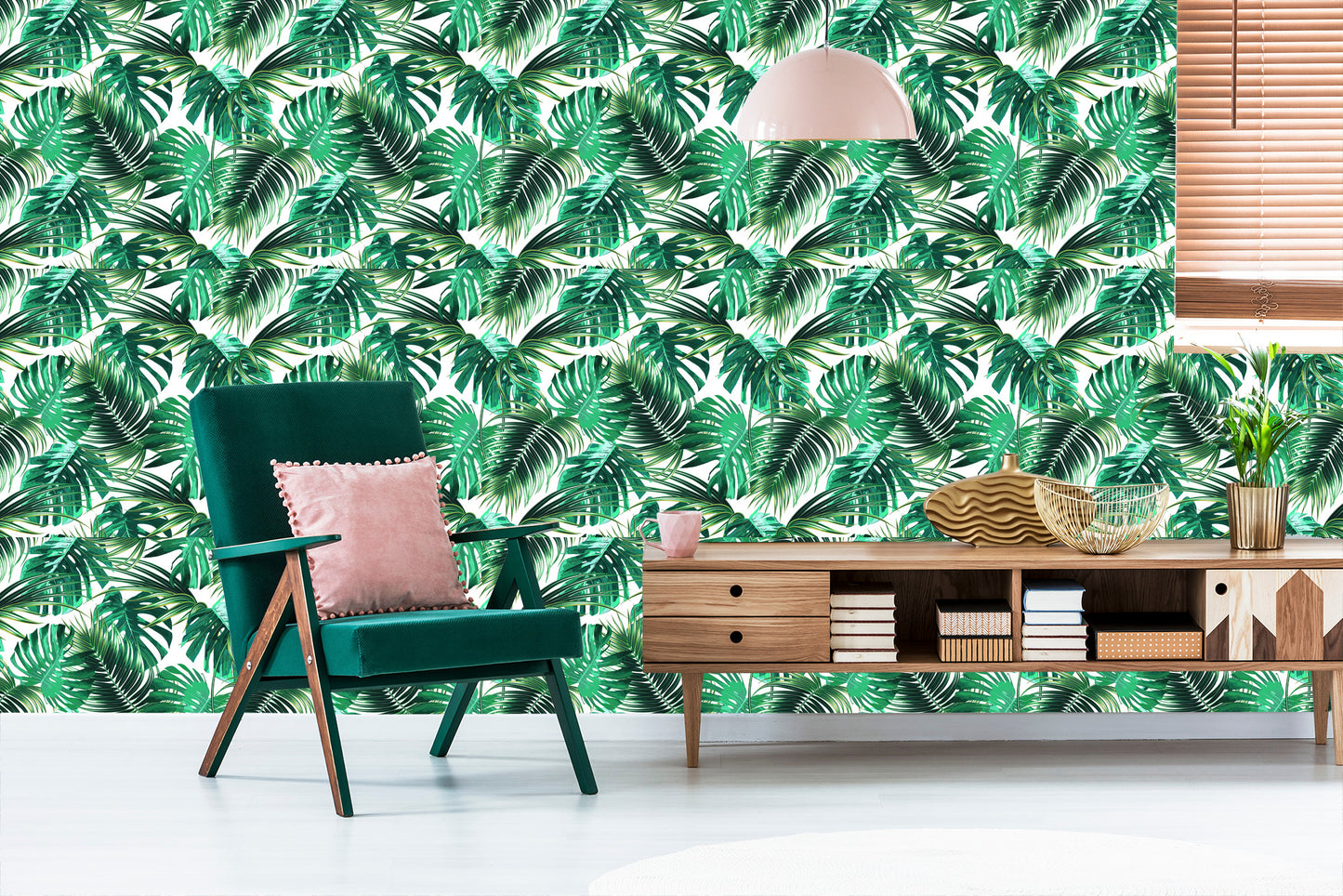 Wallpaper Leaves Of The Palm And Monstera