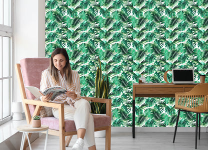 Wallpaper Leaves Of The Palm And Monstera