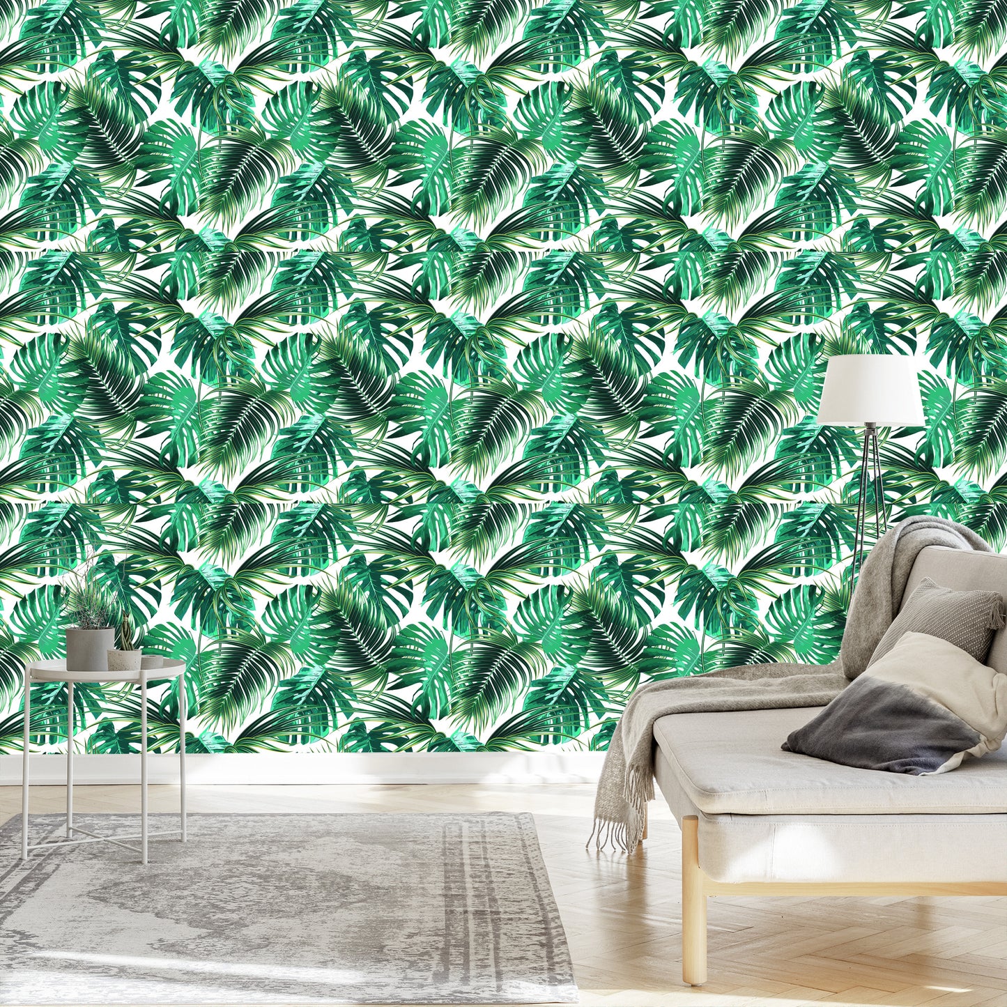 Wallpaper Leaves Of The Palm And Monstera