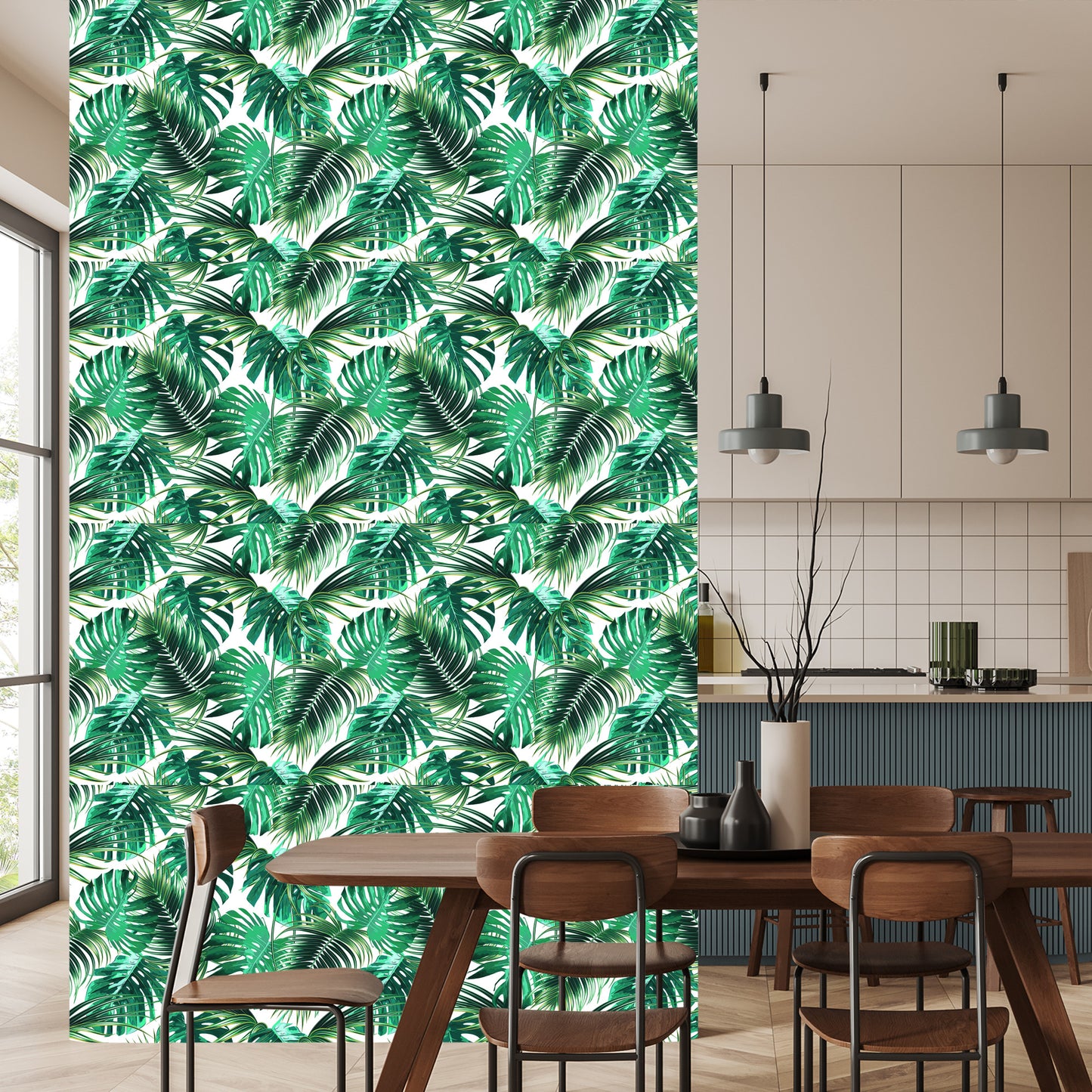Wallpaper Leaves Of The Palm And Monstera