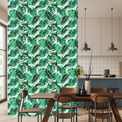 Wallpaper Leaves Of The Palm And Monstera