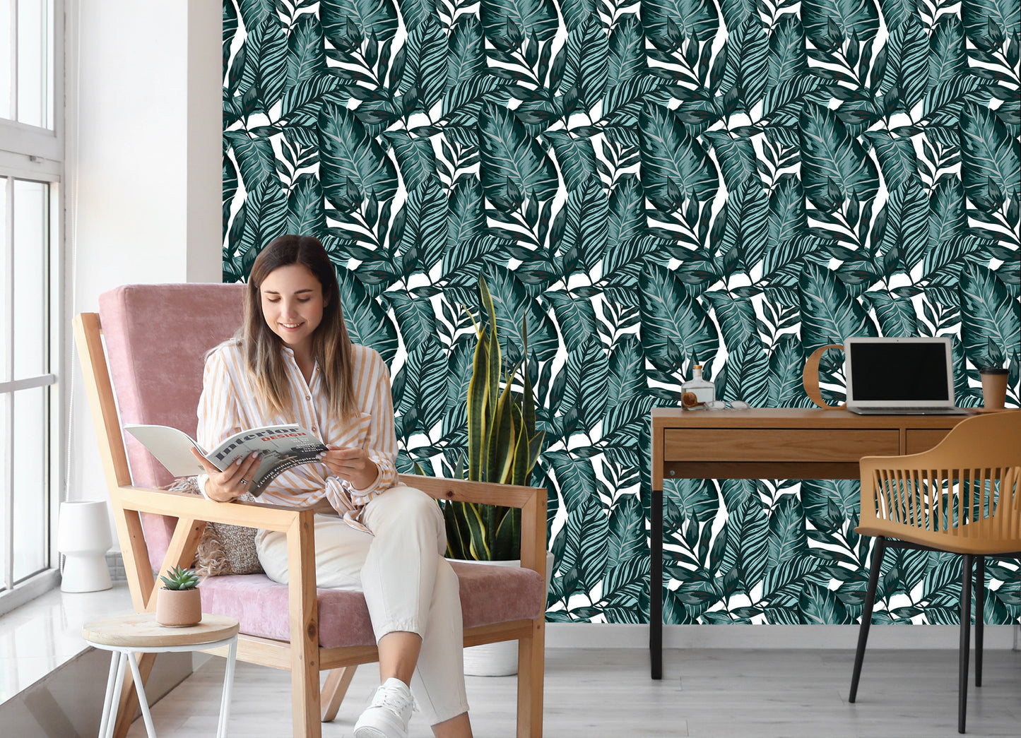 Wallpaper Leaves Of Passion Fruit And Monstera