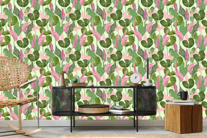 Wallpaper Colorful Leaves And Flowers