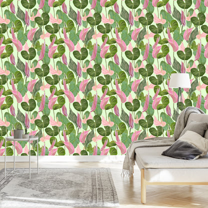 Wallpaper Colorful Leaves And Flowers