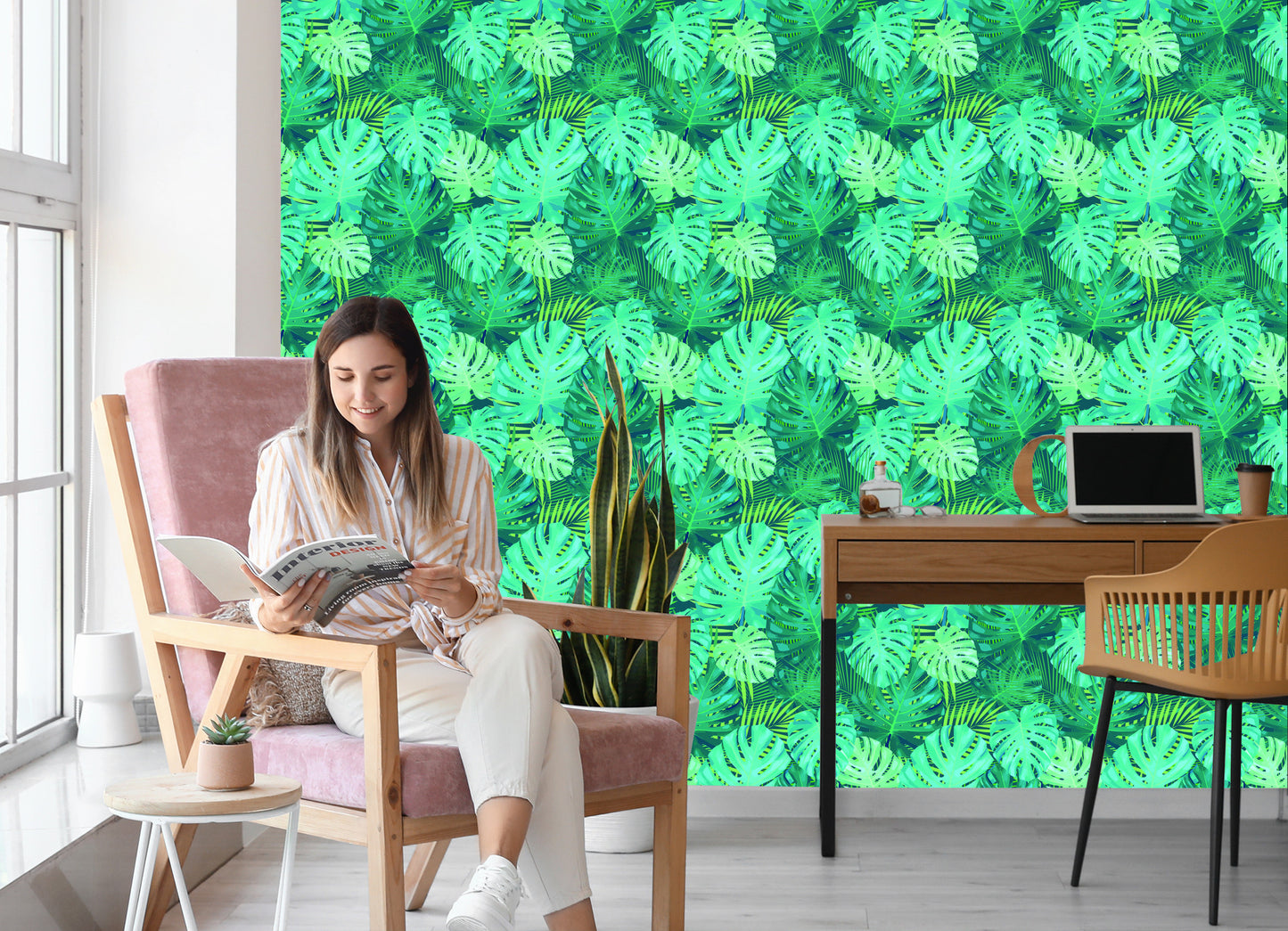 Wallpaper Exotic Monstera Leaves