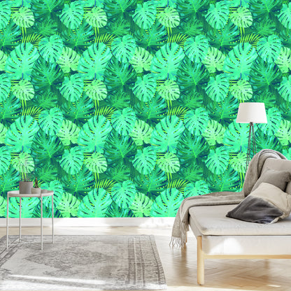 Wallpaper Exotic Monstera Leaves