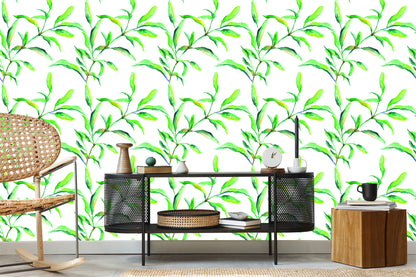 Wallpaper Spring Watercolor Leaves