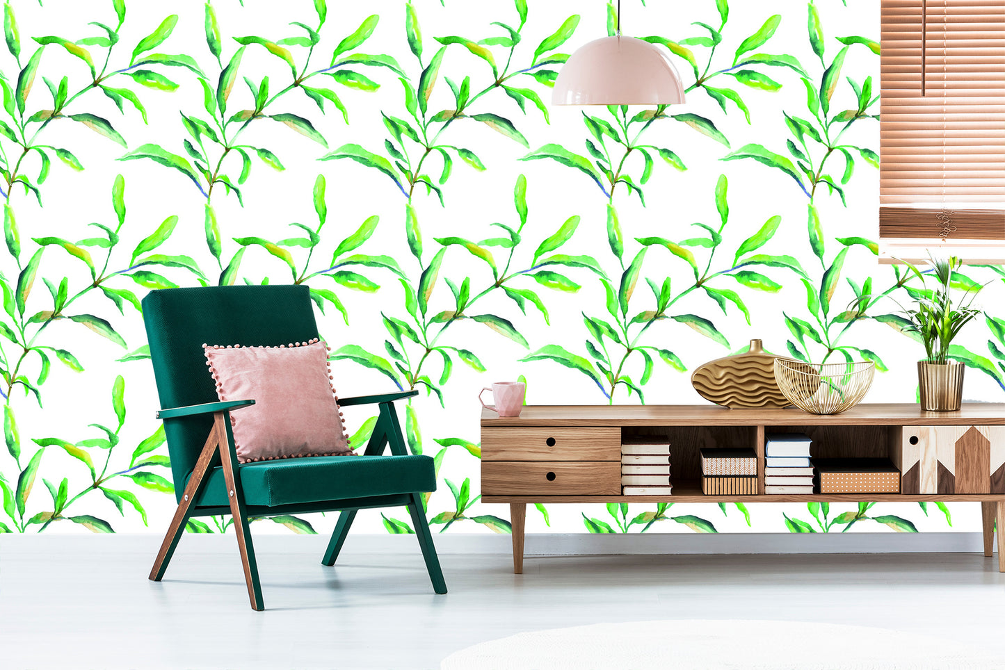 Wallpaper Spring Watercolor Leaves