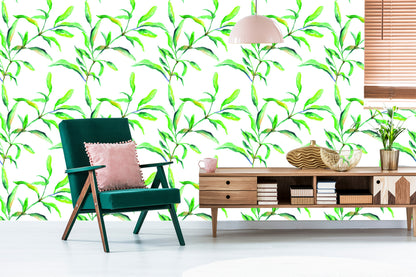 Wallpaper Spring Watercolor Leaves