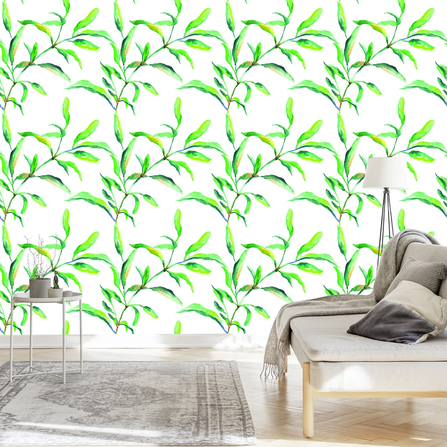 Wallpaper Spring Watercolor Leaves