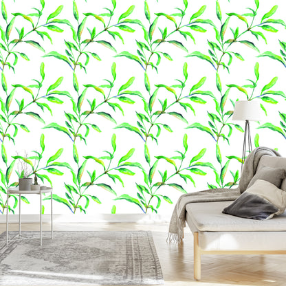 Wallpaper Spring Watercolor Leaves