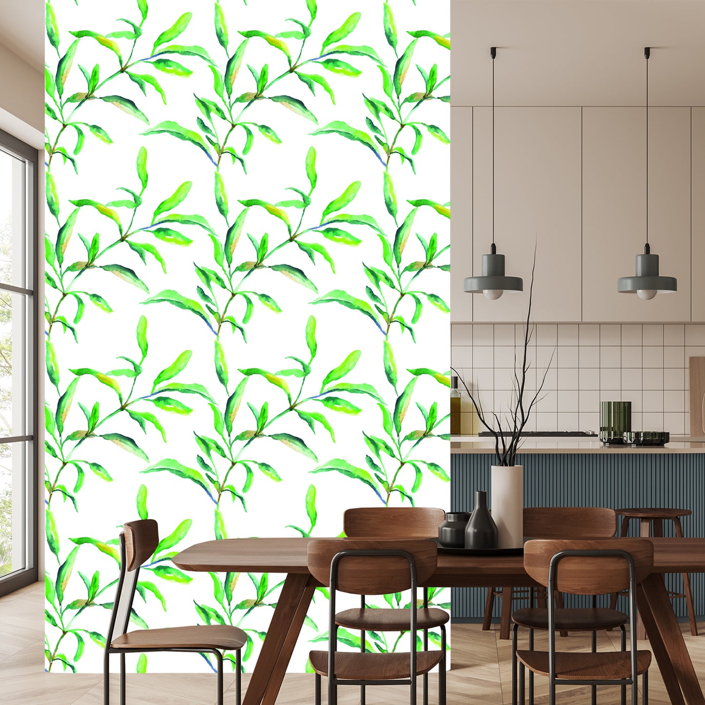Wallpaper Spring Watercolor Leaves