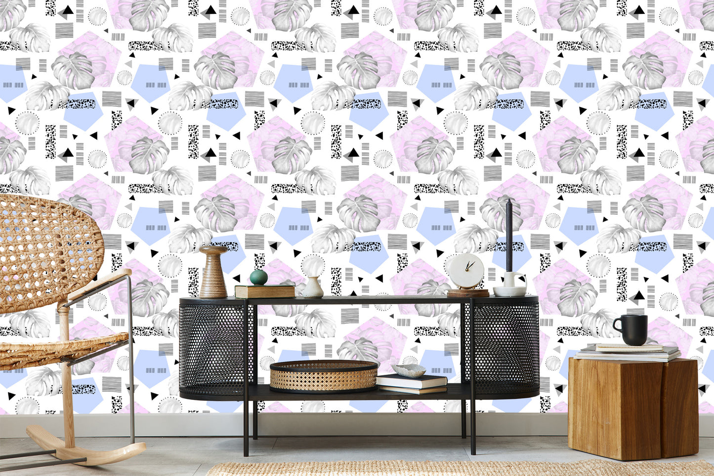 Wallpaper Modern Geometric Leaves