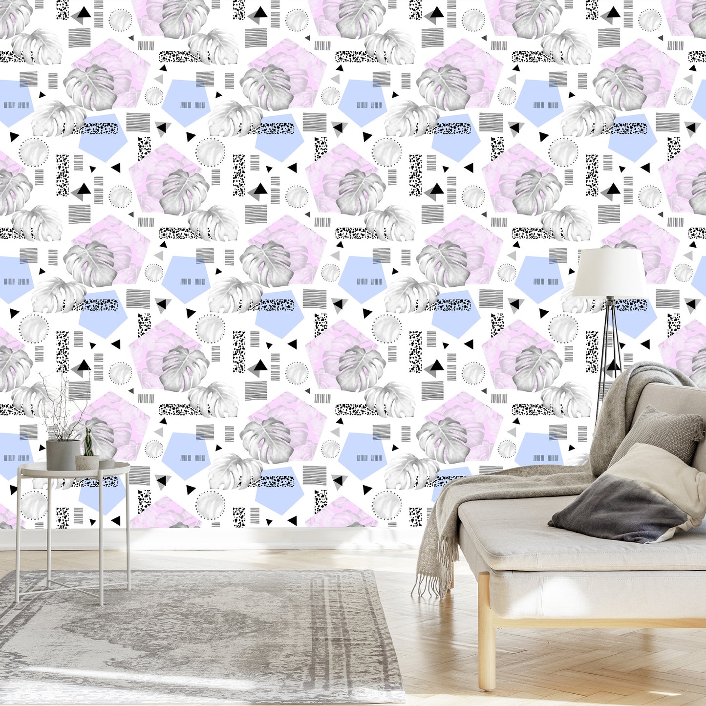 Wallpaper Modern Geometric Leaves