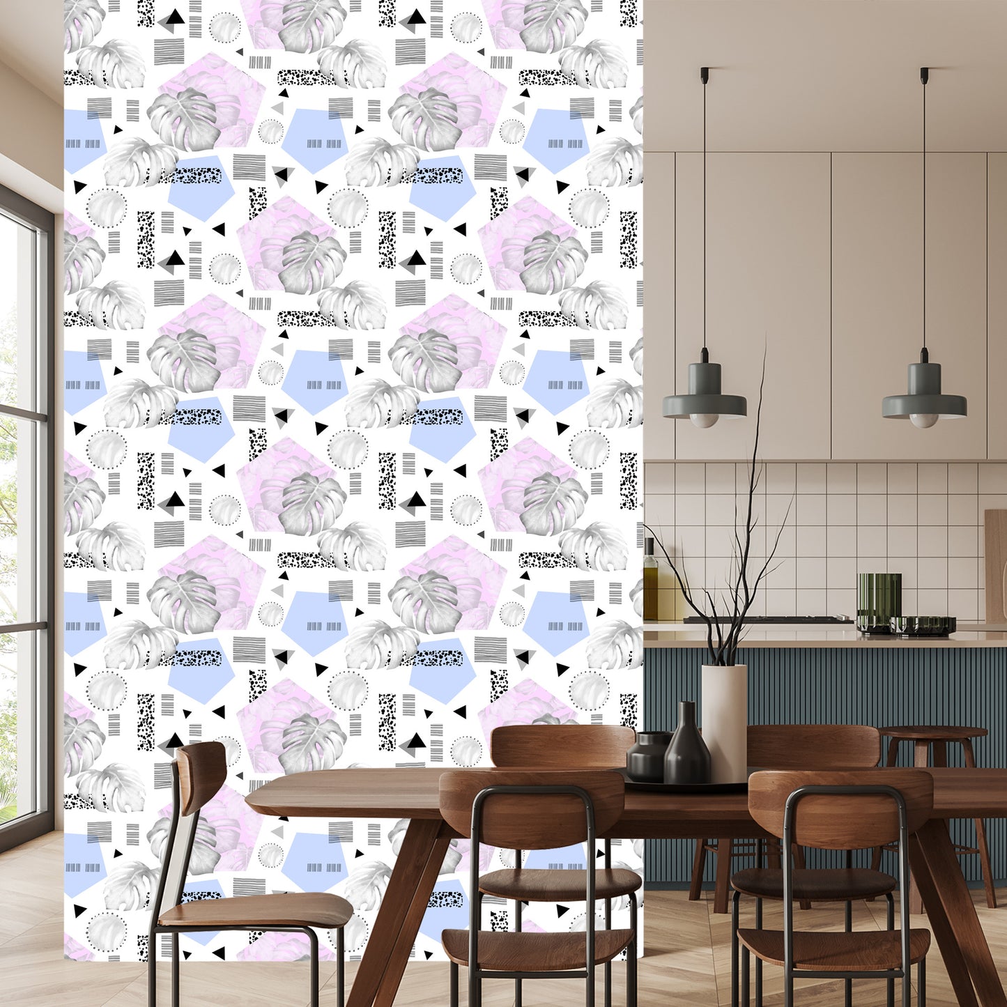 Wallpaper Modern Geometric Leaves