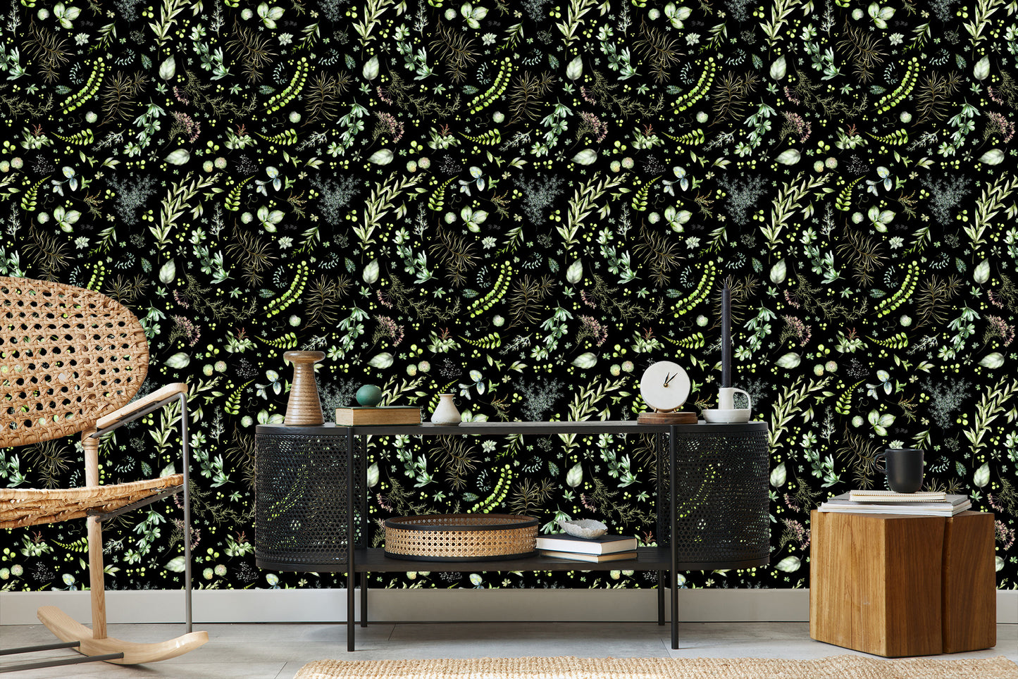 Wallpaper Forest Leaves With Herbs