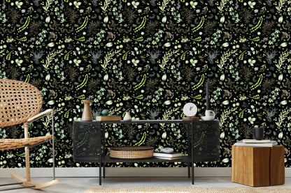 Wallpaper Forest Leaves With Herbs