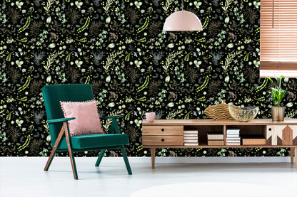 Wallpaper Forest Leaves With Herbs