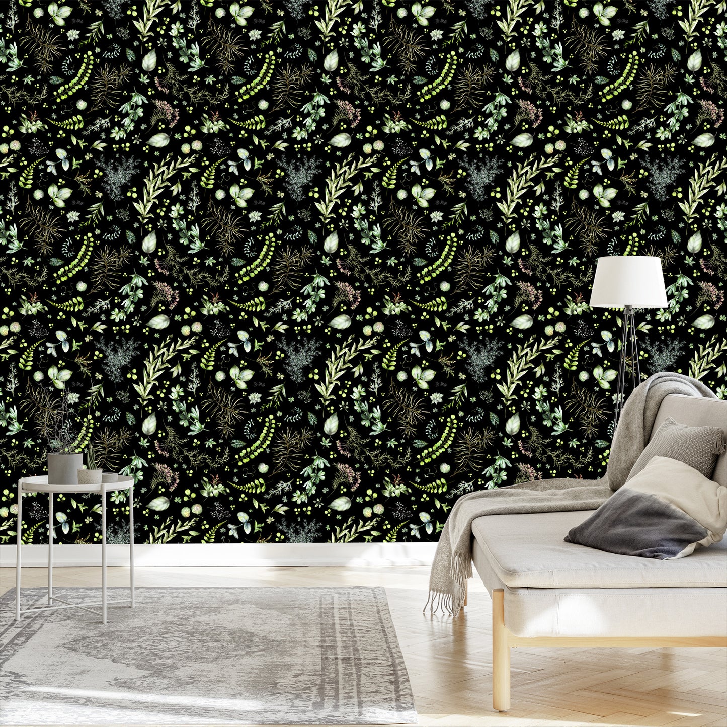 Wallpaper Forest Leaves With Herbs
