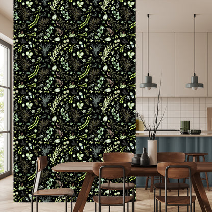 Wallpaper Forest Leaves With Herbs