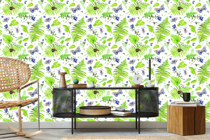 Wallpaper Fern With Butterflies
