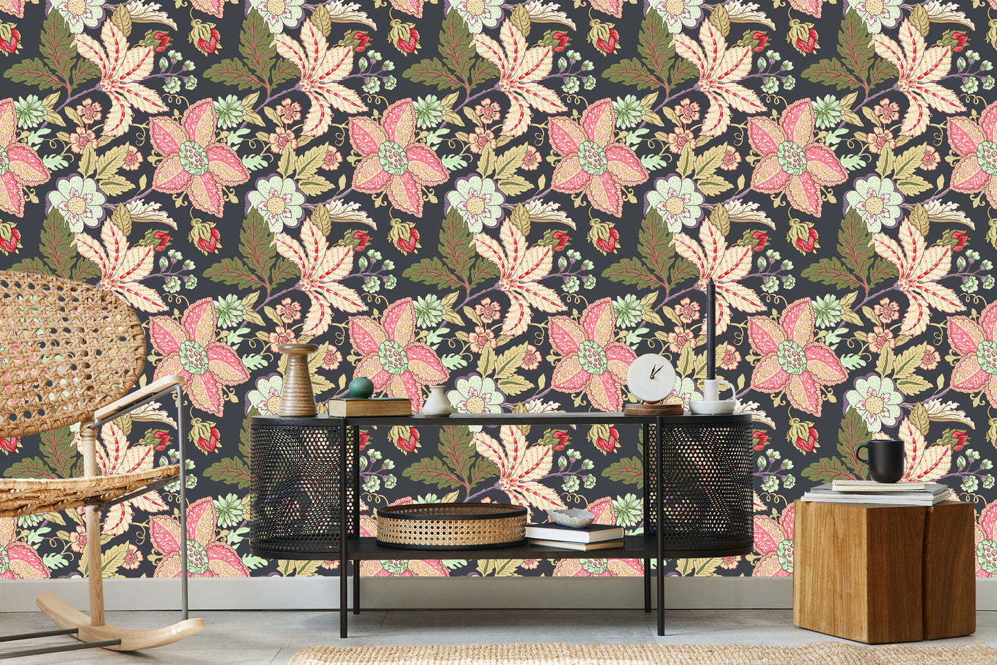 Wallpaper Vintage Flowers With Leaves