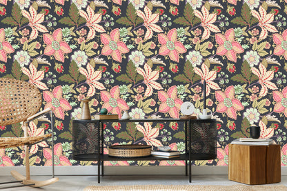 Wallpaper Vintage Flowers With Leaves