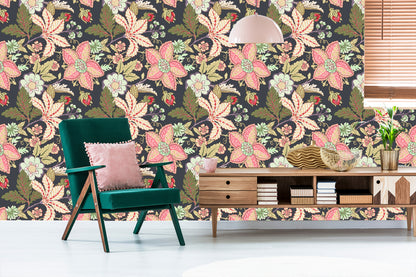 Wallpaper Vintage Flowers With Leaves