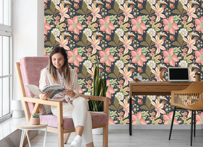 Wallpaper Vintage Flowers With Leaves
