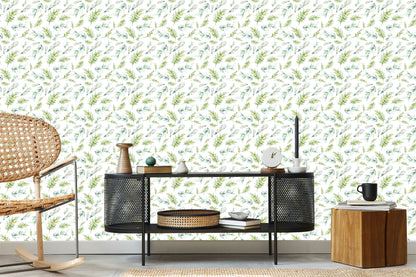 Wallpaper Watercolor Forest Plants