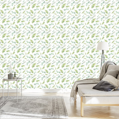 Wallpaper Watercolor Forest Plants