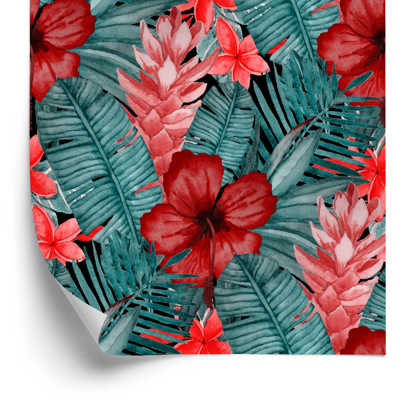 Wallpaper Exotic Flowers And Leaves