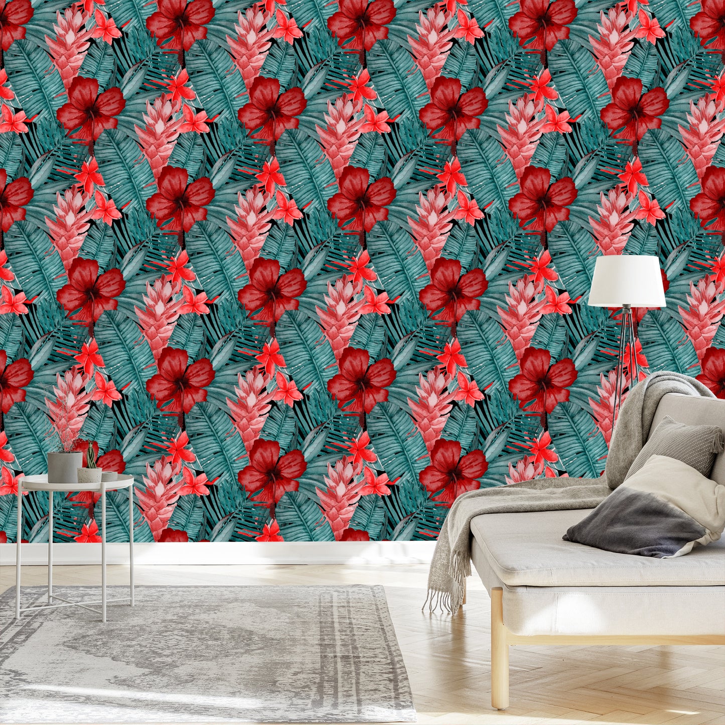 Wallpaper Exotic Flowers And Leaves
