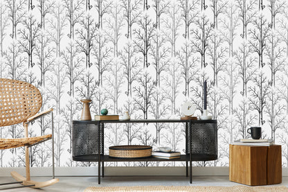 Wallpaper Delicate Trees In Shades Of Gray