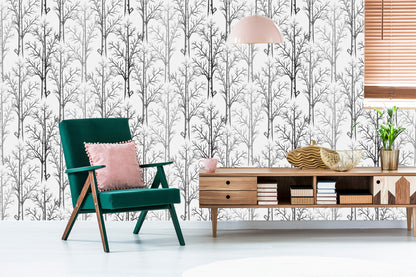 Wallpaper Delicate Trees In Shades Of Gray