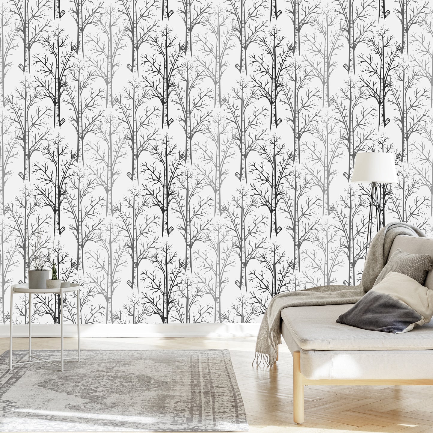 Wallpaper Delicate Trees In Shades Of Gray
