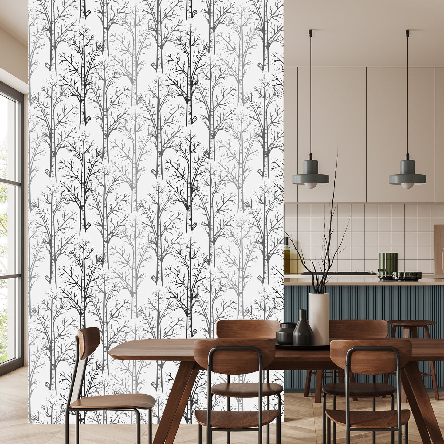 Wallpaper Delicate Trees In Shades Of Gray