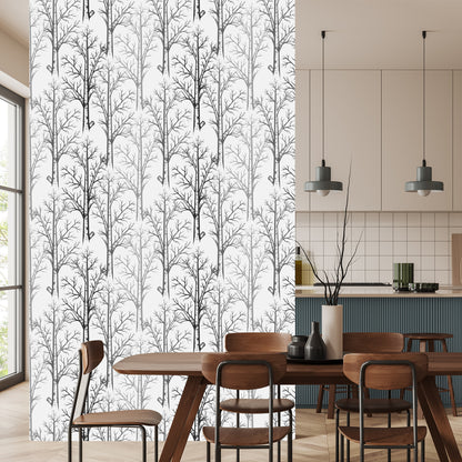 Wallpaper Delicate Trees In Shades Of Gray