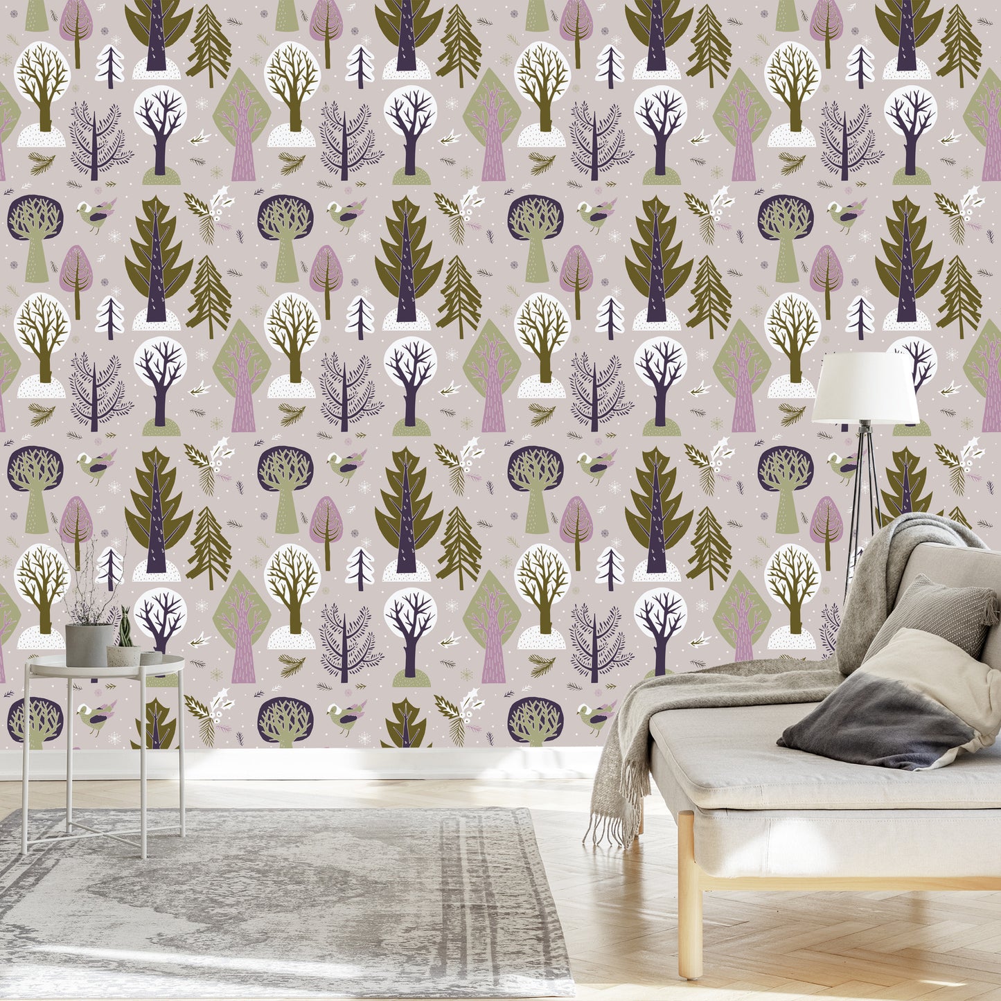 Wallpaper Birds Trees Forest Children's Room