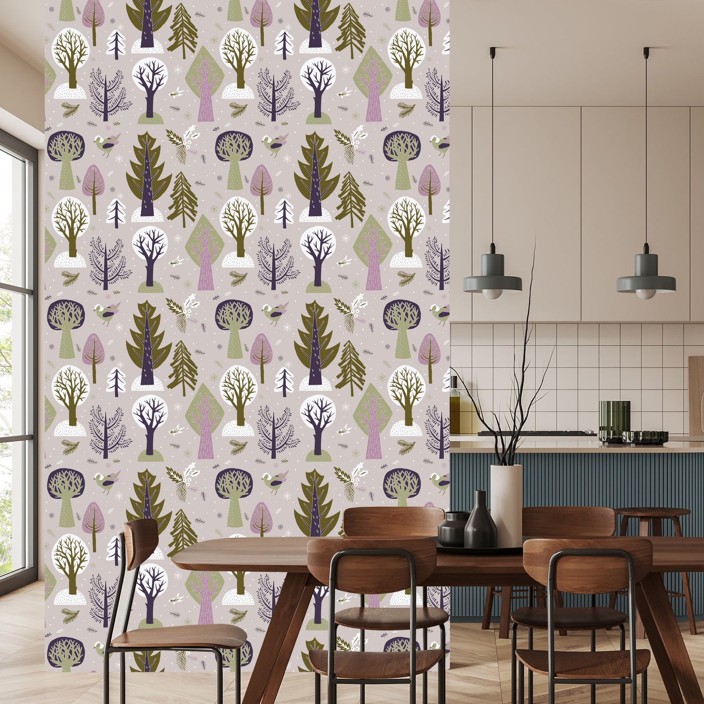 Wallpaper Birds Trees Forest Children's Room